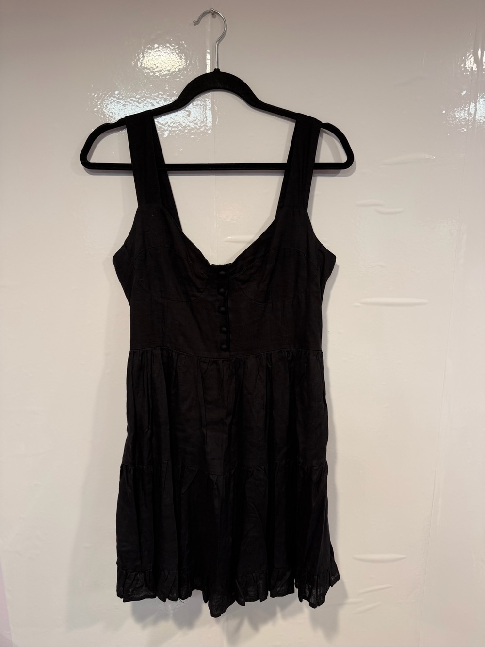 Black Lulu’s Linen Cotton Blend Sleeveless Tiered Sundress